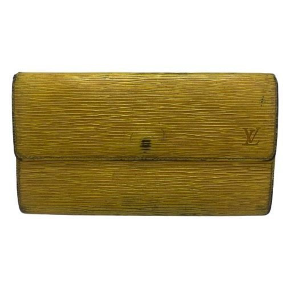 **Worn** Authentic 2000 Vintage Louis Vuitton Yellow Epi Leather Long Wallet
